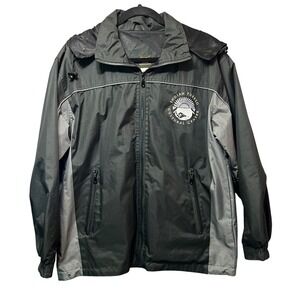Indian Pueblo‎ Cultural Center Windbreaker Jacket Black Gray Small Hooded Zip